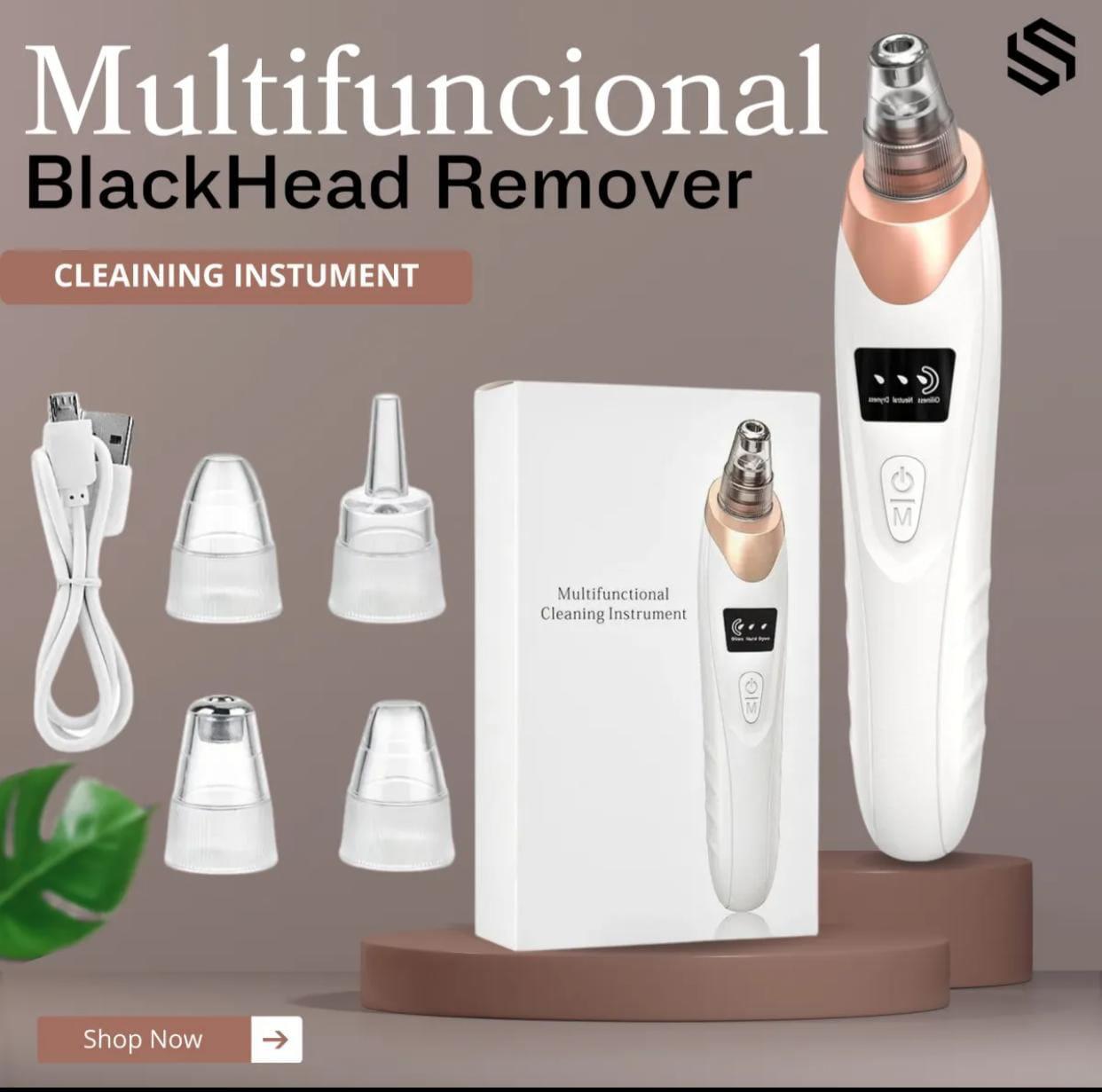 5 in 1 Black Head Remover machine, Powerful Pimple Pore Cleaner, Vacuum Suction Tool, Rechargeable Derma Suction
